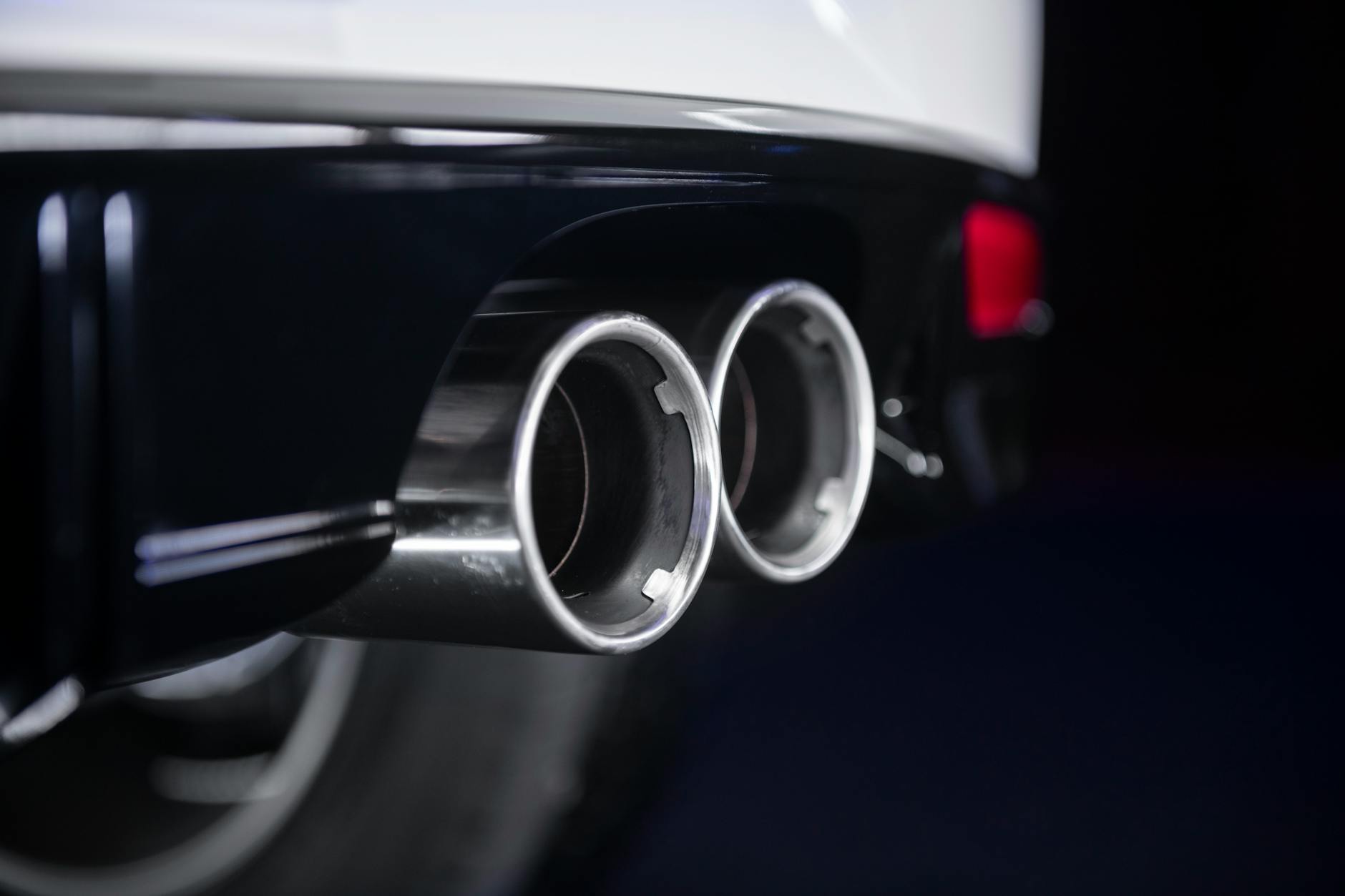close up shot of a car muffler